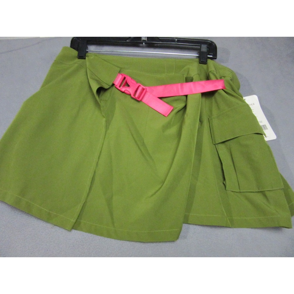 Fabletics Skirt Womens Small Green Jillian Wrap Smooth Stretch Snap Pockets New